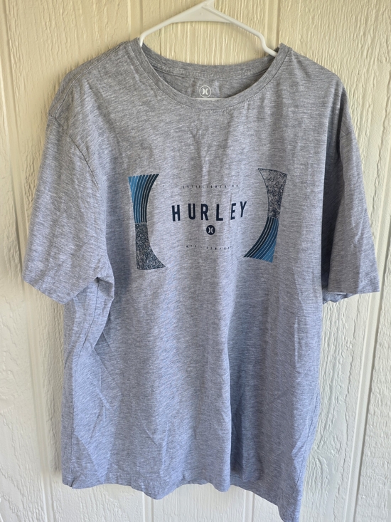 Hurley Other - Men's Hurley Heather Gray Graphic Logo T-Shirt with Blue Accents, Size XL